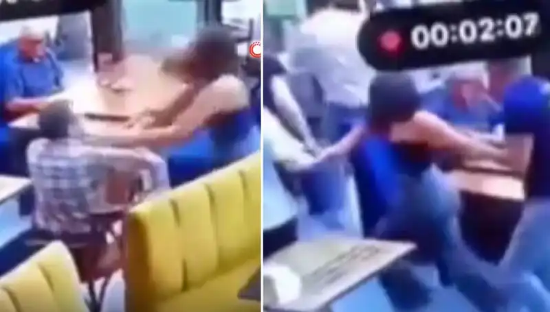 Garsona Tokat Attı, Aldığı Tekme Tokatla Şaşırttı!