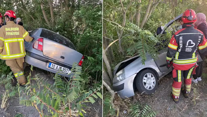 Balıkesir’de Otomobil Şarampole Yuvarlandı: İki Kişi Yaralandı